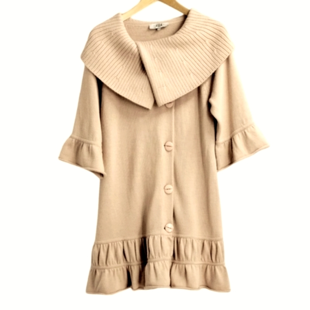 Tibi New York Cardigan Coat Pink Wool Shawl Collar‎ Retro